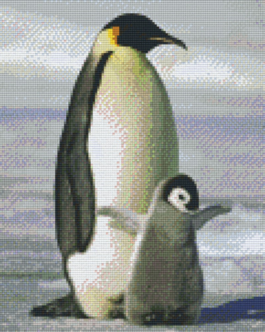 Mother & Baby Pinguins Nine [9] Baseplate PixelHobby Mini-mosaic Art Kit image 0